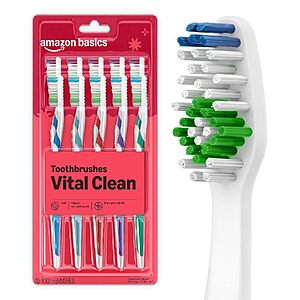 10-Count Amazon Basics Clean Plus Soft Manual Toothbrushes, Assorted Colors $3.63 ($0.36 Each) w/ S&S + Free Shipping w/ Prime or on $35+