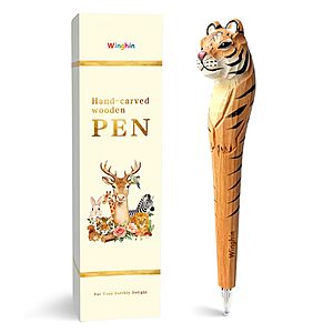Winghin hand-carved wooden pen for all ages, animal gel ink pens