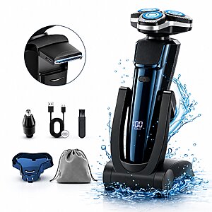 $20.89ac   FS WMT+ by NICEBAY-- Electric Razor for Men, Wet/Dry Electric Shaver with Nose Trimmer, LED Display, Travel Lock, Type-C Charging Stand, IPX7 Waterproof