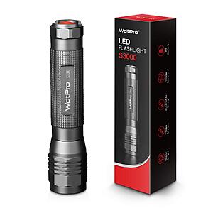 $10 AMAZON by WDTPRO High-Powered LED Flashlight S3000, Super Bright Flashlights - High Lumen, IP67 Water Resistant, 3 Modes and Zoomable for Camping, Emergency, Hiking,