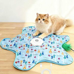 $4.04 ac Amazon AQPU Rechargeable Automatic Cat/Kitten Toy, 3-Mode Touch-Activated Interactive Toy with Random Motion, Concealed Feather & Squeaky Sound for Indoor