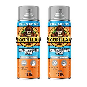 [NEW] $16.99 | 2-Pack 14-Oz Gorilla Waterproof Patch & Seal Rubberized Sealant Spray (Crystal Clear) at Amazon