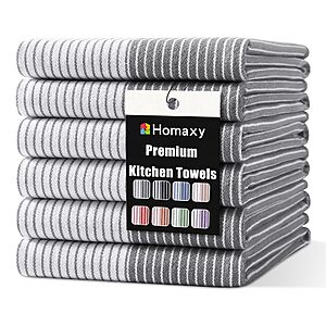 6-Pack 18"x28" Homaxy Premium 100% Cotton Kitchen Towels (Grey) $9.99 + Free Shipping w/ Prime or on $35+
