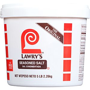 Lawrys Seasoned Salt, 5 lb - One 5 Pound Container of All-Purpose Seasoned Salt Made With Perfect Blend of Salt, Garlic, Turmeric, Celery, Paprika and Other Spices