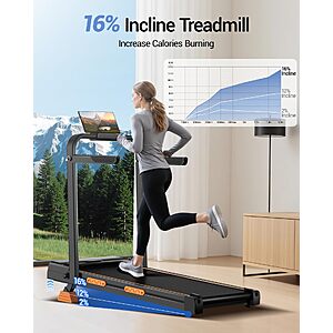 Walking Pad Treadmill with 15% Incline & Handle Bar, Treadmills for Home $105.99