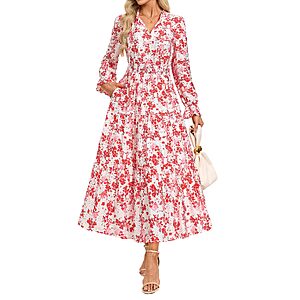 GRACE KARIN Women's Fall Midi Long Sleeve Floral Causal Dress $17.99