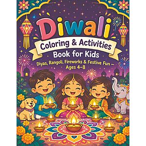 Diwali Coloring & Activities Book for Kids: Diyas, Rangoli, Fireworks & Festive Fun - Ages 4–8 $7.99