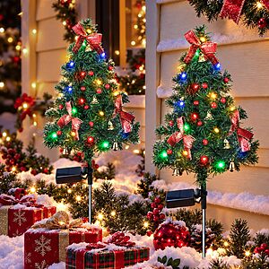 [Prime] 2-Pack 18" GIGALUMI Solar Lighted Christmas Tree Yard Decor (Multicolored) $12.95 + Free Shipping
