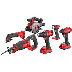 CRAFTSMAN 20-volt max 6 -Tool Power Tool Combo Kit with Soft Case ( 2 -Batteries Included and Charger Included ) | CMCK602D2 $199