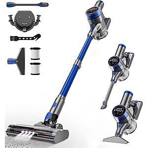 8 in 1 Lightweight Cordless Vacuum Cleaner, 480W/45Kpa, Self-Standing Stick Vacuum with LED Display $52.79