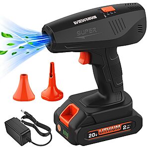 Viewmax 20V Cordless Electric Air Duster, Rechargeable, 2.0Ah Battery, 120-Min Runtime, 4 Speeds $19.98