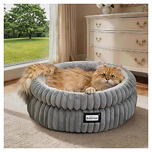 BALANCE 20" Round Faux Fur Dog & Cat Bed (Gray) $14.99 & More + Free Shipping w/ Prime or on $35+