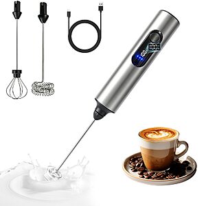 Amazon – Tyanvlax Rechargeable Handheld Milk Frother w/ LCD Display - $9.99 w/ Code
