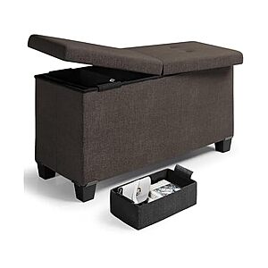 30" Nestl Tufted Storage Ottoman Bench w/ Bins & Removable Legs (Dark Taupe) $34.99 + Free Shipping w/ Prime