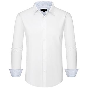 Esabel.C Mens Dress Shirt Wrinkle Resistant Contrast Collar Shirt $9.99