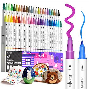 48-Count JusArt Dual Tip Acrylic Paint Pen Markers (White Barrel) $11.15 + Free Shipping w/ Prime or on $35+