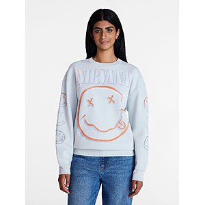 Nirvana Women's Smiley Crewneck Graphic Sweatshirt  $10.70 + Free S&H w/ Walmart+ or on $35+