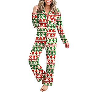 Ekouaer Womens Pajamas Set Button Up Pjs Sleepwear Lounge Sets $12.99