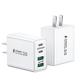 USB C Charger Block, 2Pack 40W 4-Port Type C Fast Charging Block Dual PD Power Adapter+QC Plug Double Wall Charger Blocks Multiple USBC Charging Cube $7.99