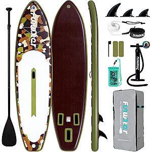 11' x 33" FunWater Inflatable Stand-Up Paddle Board w/ Paddle, Pump, Backpack & Accessories (Camouflage Variants) $79.99 + Free Shipping