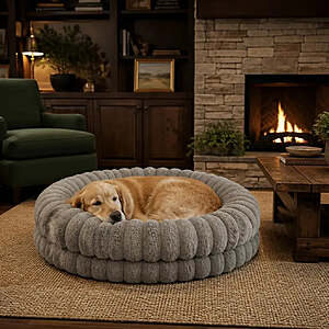 Nuzzlenest Luxury Donut Dog Bed — Orthopedic Calming, Washable, 24"/30"/36"/43" $18.6