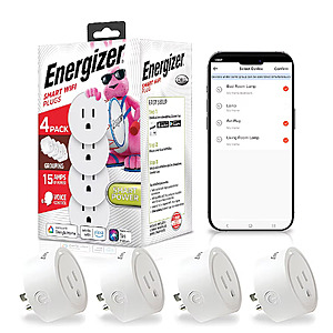Energizer IOT 1-Outlet Indoor Smart Plug 4 Pack $9.98