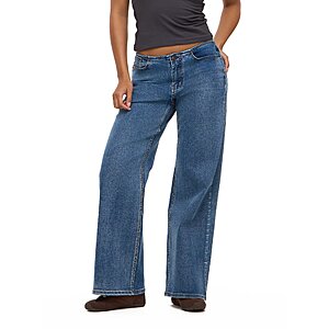 Forever 21 Women's Mid Rise No Waist Wide Leg Stretch Cotton Blend Denim Jeans (Medium Acid Wash, Sizes 00-18) $13.55 + Free S&H w/ Walmart+ or on $35+