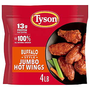 Sam's Club 4 lb. Tyson Frozen Fully Cooked Bone-in Buffalo Wings or Garlic Parmesan Crispy Wings $11.97
