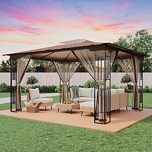 13'x11' LAUSAINT HOME Double Roof Gazebo Canopy w/ Mosquito Netting $164.99 + Free Shipping