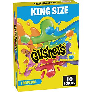 10-Count 1.9-Oz Gushers King Size Pouches (Tropical Fruit) $3.96 w/ S&S + Free Shipping w/ Prime or on $35+