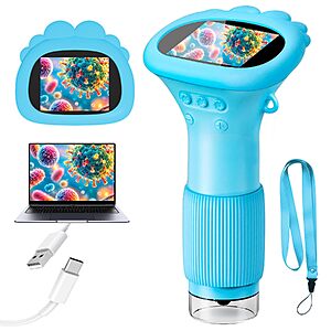 Microscope for Kids 1000X Handheld Digital Miniscope Stem, 2.0" IPS Screen Magnifier $26.99