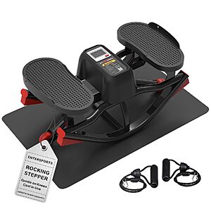 EnterSports U-Track Rocking Exercise Stepper w/ Resistance Bands (330-Lb Capacity) $34.99 + Free Shipping w/ Prime or on $35+