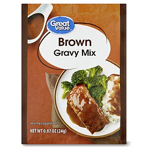 Great Value Brown Gravy Mix, 0.87 oz Packet - 12-pack $3.24 or single $0.27