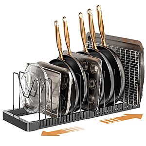 PanPanPal Expandable Under-Cabinet Pot & Pan Organizer w/ 12 Adjustable Dividers (Black) $14.99 + Free Shipping w/ Prime or on $35+