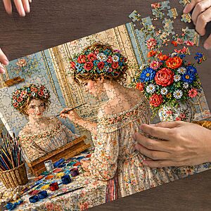 Puzzles for Adults 500 Pieces, Art Painting Jigsaw Puzzles Letter on Back | 500 Piece Puzzles For Adults - Painter’s Dream, Impossible Flower Puzzle for Seniors Families $7