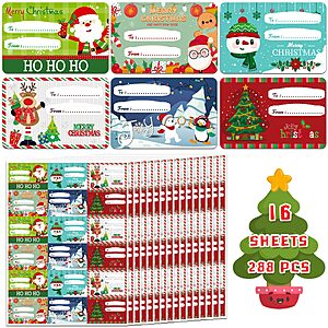Amazon - HSHFAMIIY 288-Pc Christmas Gift Tags $3.99 w/ Code