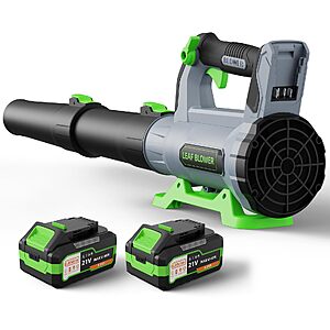 QIYORL Cordless Leaf Blower with 2 x 5.0Ah Battery, 560CFM&160MPH - $39.99 AC
