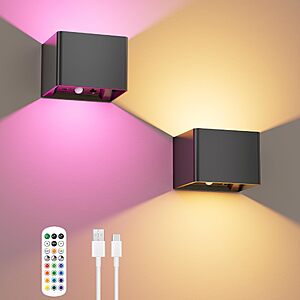 Amazon - NOWES RGB Motion-Sensor Wall Lights 2-Pack $14.39 w/ Code + Prime Discount