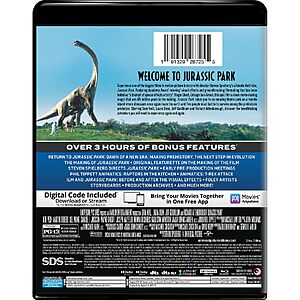 Jurassic Park - 4K Ultra HD + Blu-ray + Digital (Dolby Vision + Dolby Atmos Version) $14.99 Amazon.com