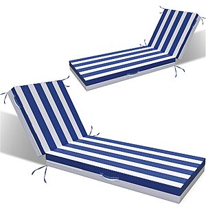 L'AGRATY Chaise Lounge Chair Waterproof Cushion Set of 2 $34.19 AC