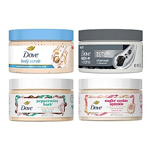 [S&S] Dove Treats Exfoliating Mini Body Scrub 4 Pack 3.5oz each | Limited Edition for Deep Nourishment $10.54