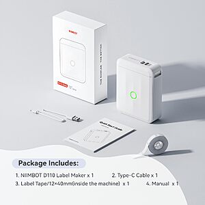 NIIMBOT D110 Mini Label Maker Machine with Tape $7.99