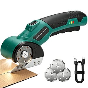 Longzhuo 4V 2000mAh Cordless Electric Scissors Carboard & Fabric Cutter w/ 3 Blades (Green) $9.99 + Free Shipping w/ Prime or on $35+