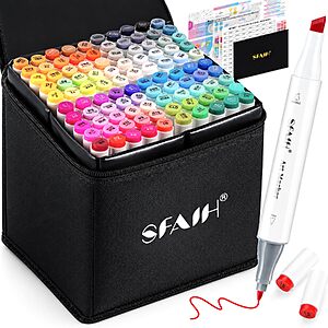 101-Color SFAIH Dual Tip Alcohol Markers Set w/ Chisel & Fine Tip $21.59 + Free Shipping w/ Prime or on $35+