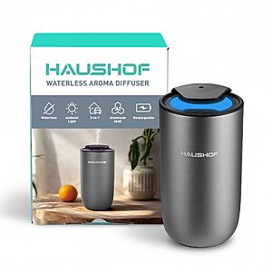 HAUSHOF Waterless Essential Oil Diffuser for Home & Car, Rechargeable $19.99