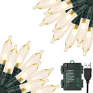 Green Convenience Battery Operated Christmas Lights 33ft 100LED Warm White $4.24
