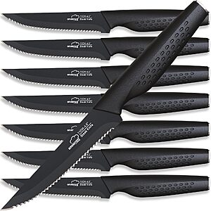 Amorston Steak Knives, Steak Knives Set of 8, Stainless Steel Steak Knife Set, Serrated Knives Dishwasher Safe $14.99