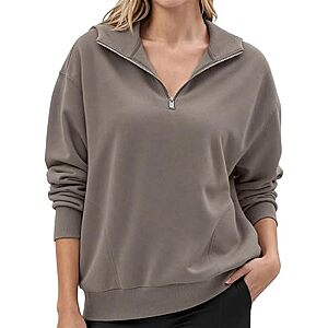 keriffe Womens Hoodies Quarter Zip Pullover Sweatshirt with Pocket $12.99