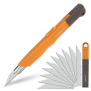 11-Piece Mulwark Retractable Box Cutter Utility Knife Set w/ 9mm 30° Snap-Off Blades $5.39 + Free Shipping w/ Prime or on $35+