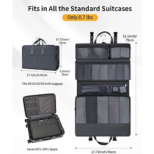 ECOHUB Hanging Travel Portable Luggage Organizer Packing Bag, Grey $14.49 AC